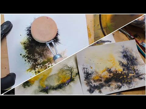 Видео: 4 необычных инструмента для начала акварельной живописи (никаких кистей!)