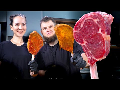 Видео: ЕДИМ ДВА ОГРОМНЫХ ТОМАГАВКА  С ЖЕНОЙ И ОВОЩИ, ASMR MUKBANG, АСМР МУКБАНГ, 먹방, 大食い, たべる, 谢尔盖