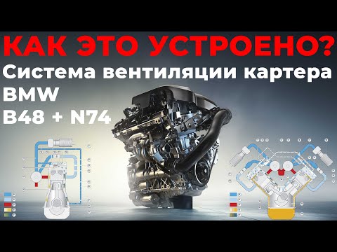 Видео: Как это устроено? Система вентиляции картера двигателя на BMW B48 и N74. @EnginesView