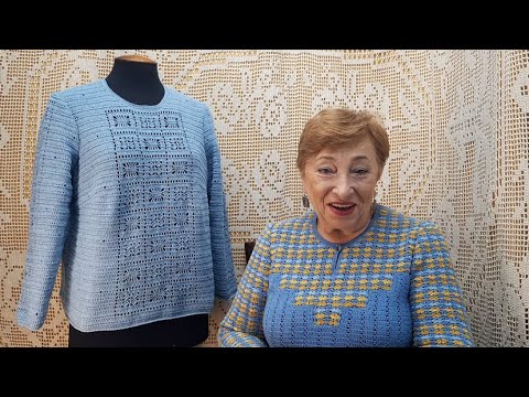 Видео: Свитер "Учебник". Мастер-класс по вязанию крючком от О. С. Литвиной.