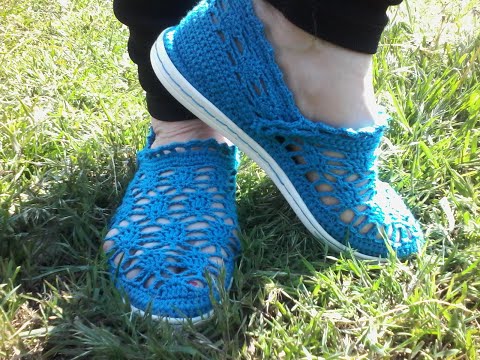 Видео: бирюзовые мокасины вязаные крючком
