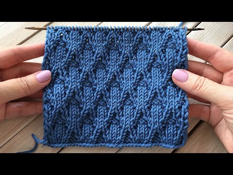 Видео: Рельефный узор спицами Ромбы