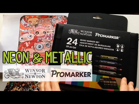 Видео: Обзор большого mix набора Winsor&Newton | Promarker, Brushmarker, neon и metallic
