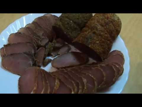 Видео: Холодная сушка мяса. Вяленое мясо в холодильнике. Вяленый карбонад.