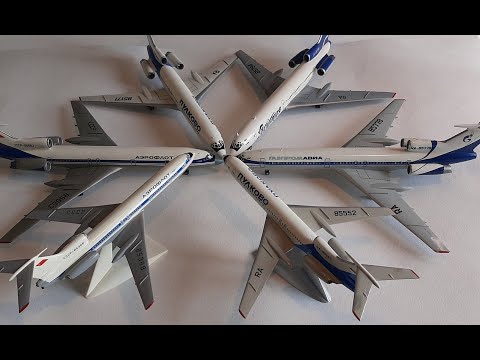 Видео: Коллекция масштабных  моделей авиалайнераТу-154 / Collection of scale models of the Tu-154 airliner
