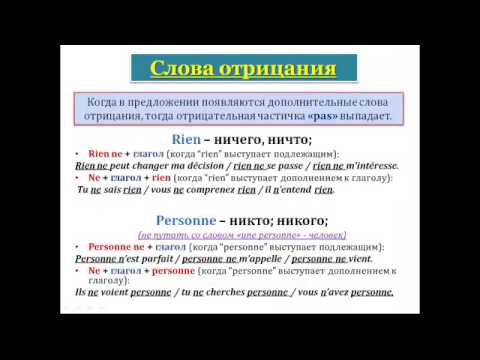 Видео: Уроки французского #51: Слова отрицания. Все виды отрицания (1)