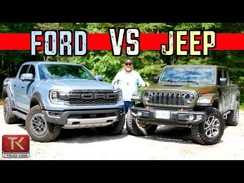 Видео: Внедорожное состязание! Ford Ranger Raptor состязается с Jeep Gladiator Mojave в грязи, на камнях...