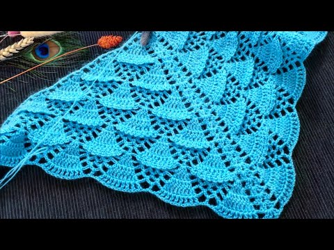 Видео: Необычный узор для шали и бактуса🍁Crochet shawl🍁