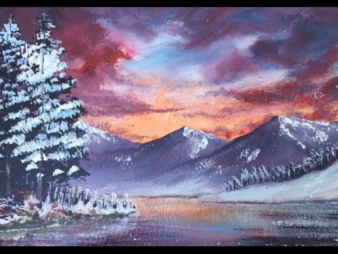 Видео: Зимнее небо. Акрил на бумаге. Winter Sky in acrylic on watercolour paper