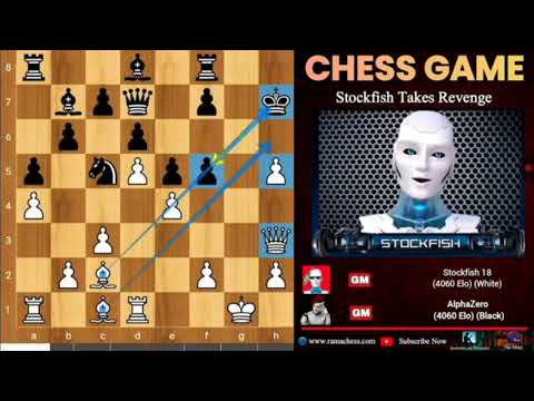 Видео: Стокфиш 18 берёт реванш у АльфаЗеро, пожертвовав ладью в шахматах | Шахматы Стокфиша на русском