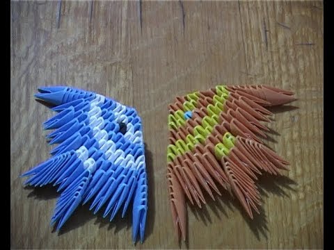 Видео: Модульное оригами, для начинающих.  Рыбка 🐋🐟🐠