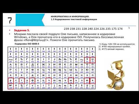 Видео: Кодирование текстовой информации. 7 класс. Тема 1.3