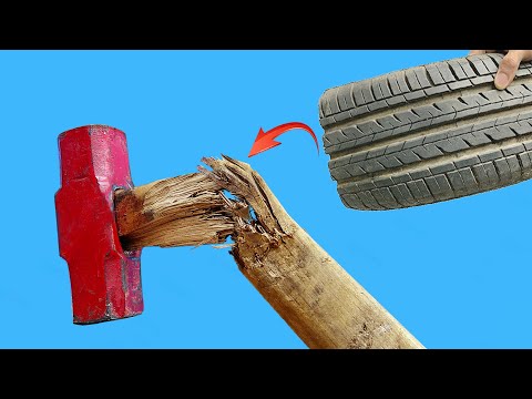 Видео: Никогда не выбрасывайте старые шины! Я покажу вам, как сделать ручку молотка из суперпрочной шины.