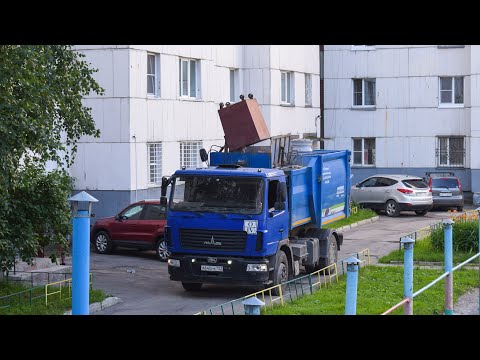 Видео: Мусоровоз МК-3552-03 на шасси МАЗ-5340C2 (А 640 НК 122). / Garbage truck MAZ-5340.