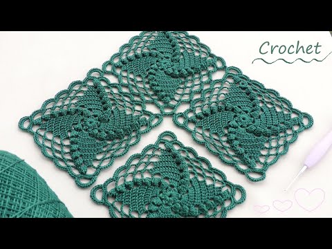 Видео: Ажурный КВАДРАТНЫЙ МОТИВ вязание крючком Easy Crochet square motifs