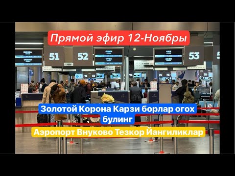 Видео: Прямом эфире! 12-Ноябры золотой Корона ￼Карзи борла Огох Булинг Аэропорт Внуково Тезкор Йангиликлар