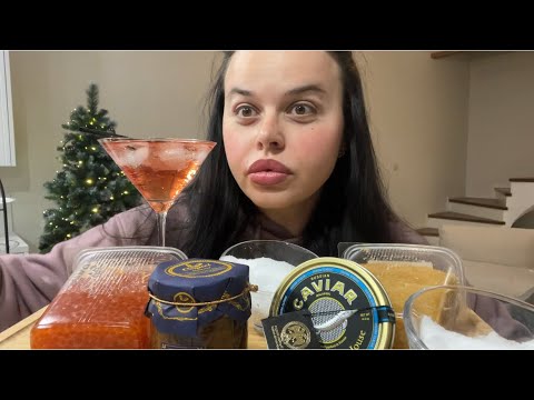 Видео: Мукбанг 🥂Новогодний - Икра Чёрная, Икра Красная, Икра Щуки, 🍾Шампанское