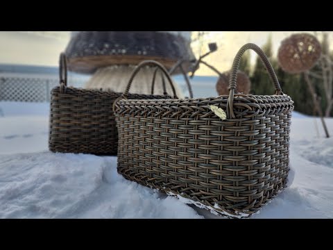 Видео: Кашпо  "Саквояж" Плетение из эко ротанга 4 лозами!
