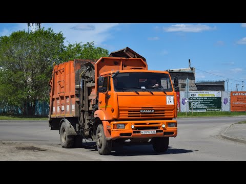 Видео: Мусоровоз МКМ-4605 (МК 4453-05) на шасси КамАЗ-53605-62 (К 399 ХТ 22). / KAMAZ garbage truck.