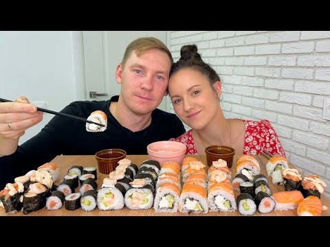 Видео: МУКБАНГ РОЛЛЫ ФИЛАДЕЛЬФИЯ МАКИ ГУНКАНЫ С КРЕВЕТКОЙ С ЛОСОСЕМ СУШИ Рецепт риса для роллов