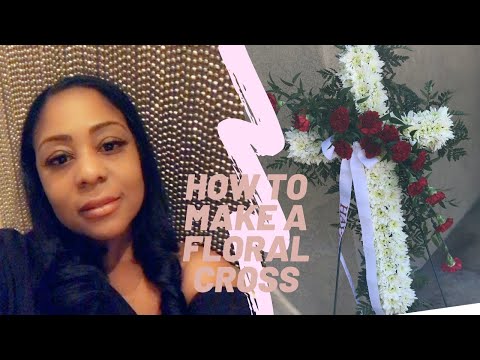 Видео: Как сделать цветочную крестообразную цветочную композицию | траурная композиция | цветы для похорон