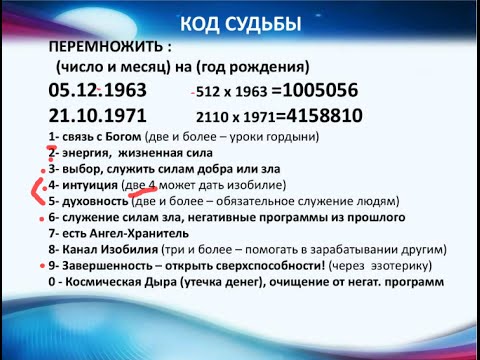 Видео: Умножьте числа Вашей даты рождения на год и получите Ваш код Судьбы!