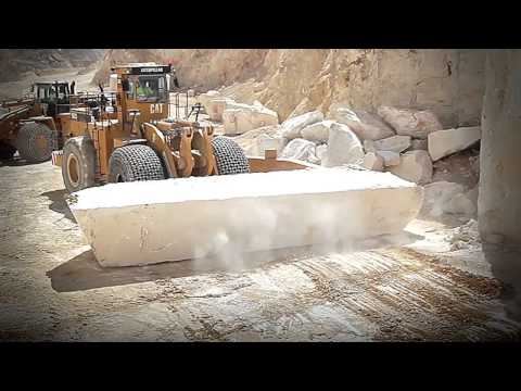 Видео: Добыча мрамора на карьере в Испании (Crema Marfil)