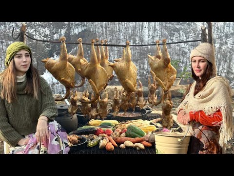 Видео: Повседневная деревенская жизнь: копчение перепелов и куриц по-старинке!