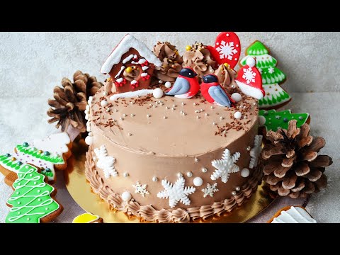 Видео: Настоящий НОВОГОДНИЙ ТОРТ 🎄 Шоколадный торт с творожным кремом | Танюшина кухня