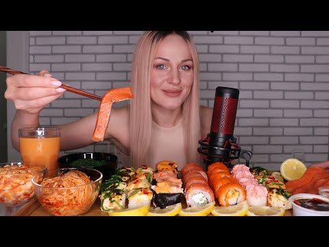 Видео: MUKBANG | Роллы, суши, гунканы, салаты | Sushi/rolls, gunkan salads не ASMR