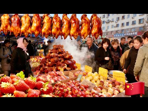 Видео: Большой утренний рынок в Даляне, на северо-востоке Китая, во время сильных зимних холодов 🇨🇳, где...