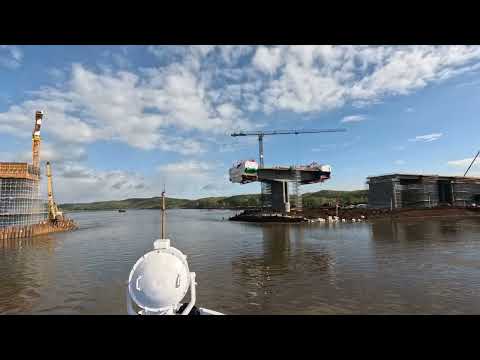 Видео: Река Белая - Строительство моста на трассе М-12 ( с.Вострецово, Бураевский р-н, Башкортостан)