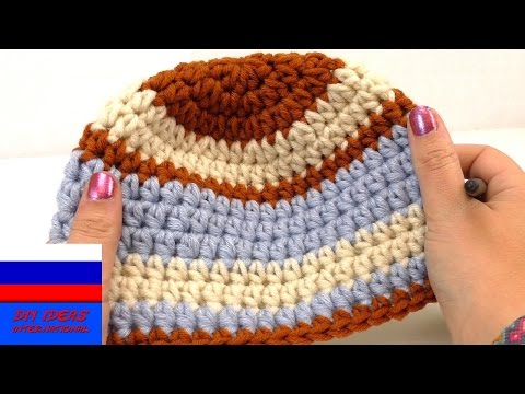 Видео: Детская зимняя шапочка 40-44см пошаговая инструкция вязание крючком