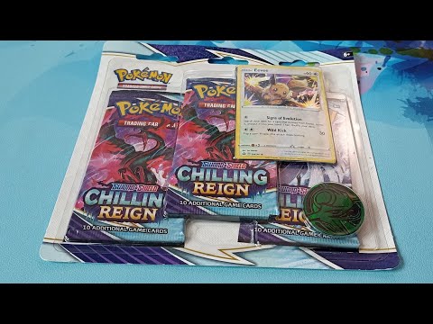 Видео: ККИ. Pokémon cards. Блистер с 3мя бустерами, промкой и фишкой выпуск "Chilling reign".