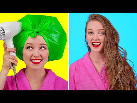 Видео: ПОТРЯСАЮЩИЕ ХИТРОСТИ ДЛЯ ДЕВУШЕК || Классные идеи для причесок и макияжа от 123 GO!