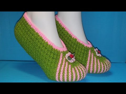 Видео: #443  КРАСИВЫЕ ТАПОЧКИ ЧАСТИЧНЫМ ВЯЗАНИЕМ.  МАСТЕР КЛАСС.