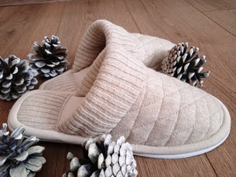 Видео: Стеганые тапочки из остатков от трикотажной безрукавки .