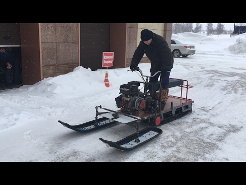 Видео: Доработка мотособаки до снегохода. Выезд Все