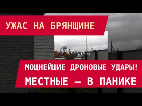 Видео: УЖАС НА БРЯНЩИНЕ: Мощнейшие дроновые удары! Местные в панике. Первый кадр Фламинго?