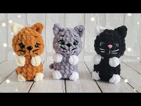Видео: 😻КОТИК ИЗ ПЛЮША КРЮЧКОМ😺crochet cat😻gehäkelte Katze