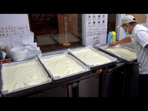 Видео: Тайваньская уличная еда - Изготовление роллов из сырого молока