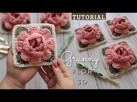 Видео: Красивый 3D ЦВЕТОК/РОЗА БАБУШКА🌸 для сумки/кардигана, связанной крючком. ЛЕГКИЙ УЧЕБНИК