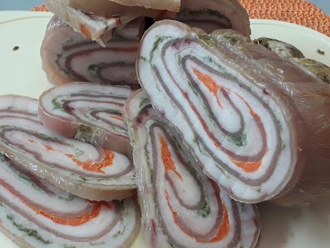 Видео: Из САМОГО Тонкого САЛА Килограмм красивой Закуски! Многослойный рулет из сала за 100 рублей!