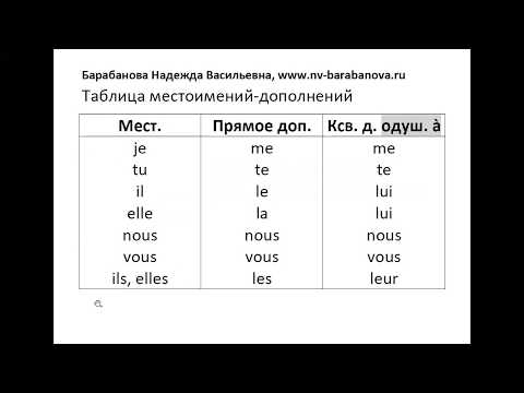 Видео: Французские местоимения прямого и косвенного дополнения le, la, les, lui, leur