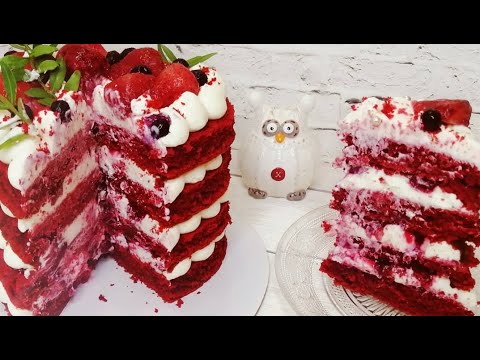 Видео: Торт Красный Бархат с вишней. Торт - сердце, очень нежныйRed Velvet with cherries, cake heart