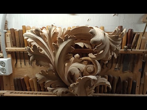 Видео: Резьба по дереву.Консоль в стиле барокко.Baroque wood carving. #резьбаподереву #woodcarving 