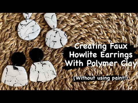 Видео: Создание сережек из искусственного говлита из полимерной глины без использования краски! /урок / ...
