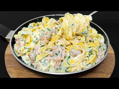 Видео: Вкуснейшая паста с курицей в сливочном соусе! Легкий рецепт ужина за 10 минут!