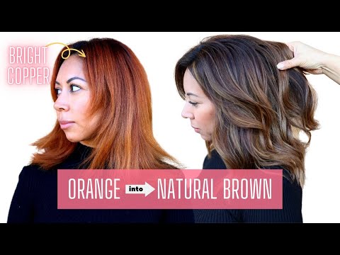 Видео: ВОТ как я исправляю оранжевый оттенок на каштановых волосах😱 ​​#коррекцияцветаволос #оторанжевого...