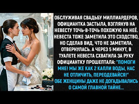 Видео: Обслуживая свадьбу миллиардеров, официантка застыла, взглянув на невесту точь-в-точку похожую на неё